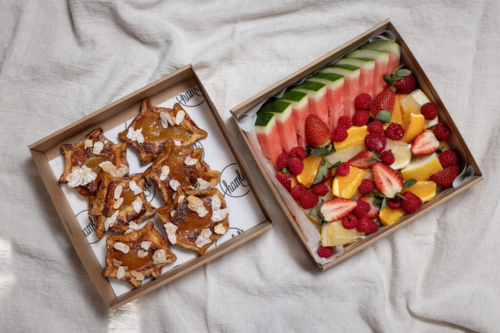 Poached Fruit Almond Crostata + Fruit